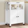 Kitchen Trolley MONZA 60x40x90 cm Solid Wood Pine Colour white Size 60 x 40 x 90 cm 