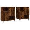 Stylish 2 pcs Smoked Oak Engineered Wood Sideboards