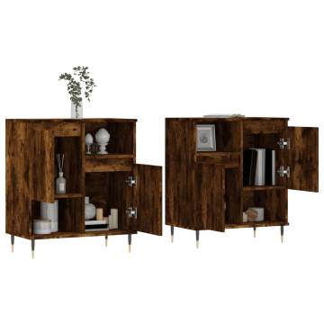 Stylish 2 pcs Smoked Oak Engineered Wood Sideboards