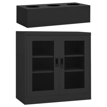 Stylish Office Cabinet with Planter Box - 90x40x113 cm Anthracite