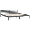 Elegant Grey Bed Frame with Headboard - 200x200 cm Solid Wood