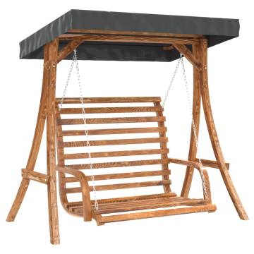 Swing Bench with Canopy - Solid Spruce Wood & Teak Finish