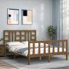 Bed Frame with Headboard Honey Brown King Size Solid Wood Colour honey brown Size 150 x 200 cm 