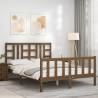 Honey Brown King Size Bed Frame with Headboard - Solid Wood