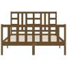 Honey Brown King Size Bed Frame with Headboard - Solid Wood