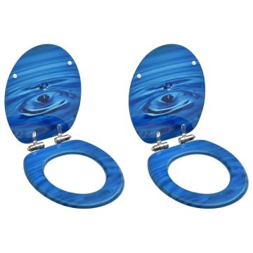 Blue Water Drop Design Soft Close Toilet Seats - 2 pcs MDF