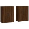 Elegant Brown Oak Wall Mounted Cabinets - 2 pcs | HipoMarket