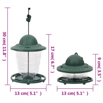 Bird Feeders 3 pcs Dark Green - Perfect for Your Garden