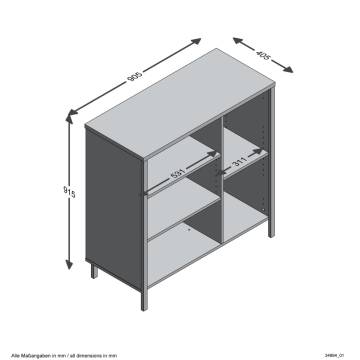 FMD Dresser with 5 Open Compartments - Artisan Oak & Steel Dark