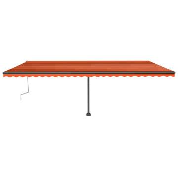 Manual Retractable Awning with LED - 600x300 cm Orange & Brown