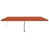 Manual Retractable Awning with LED - 600x300 cm Orange & Brown