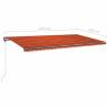 Manual Retractable Awning with LED - 600x300 cm Orange & Brown