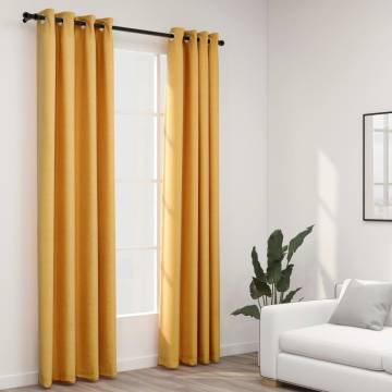 Linen-Look Blackout Curtains - Yellow, 140x225cm, 2pcs