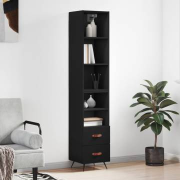 Stylish Highboard Black 34.5x34x180 cm | Engineered Wood