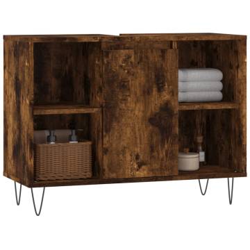 Smoked Oak Bathroom Cabinet - 80x33x60 cm | Durable & Stylish