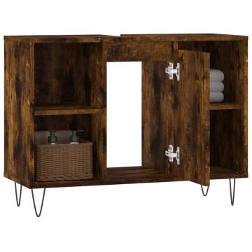 Smoked Oak Bathroom Cabinet - 80x33x60 cm | Durable & Stylish