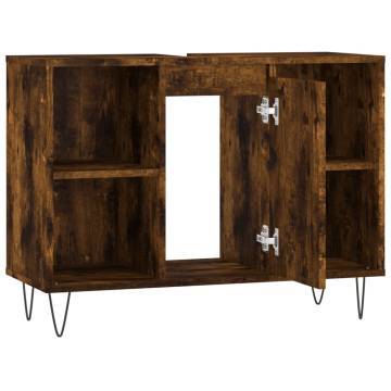 Smoked Oak Bathroom Cabinet - 80x33x60 cm | Durable & Stylish