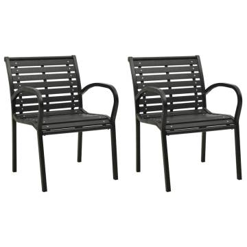 Garden Chairs Set of 2 - Weather-Resistant Steel & WPC Black