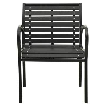 Garden Chairs Set of 2 - Weather-Resistant Steel & WPC Black