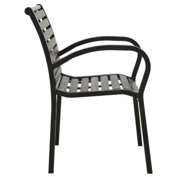 Garden Chairs Set of 2 - Weather-Resistant Steel & WPC Black