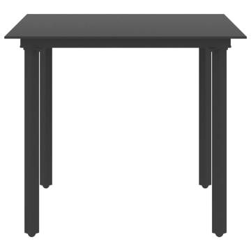 Garden Dining Table Black 80x80x74 cm - Steel & Glass