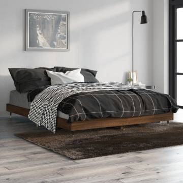 Brown Oak Bed Frame 135x190 cm | Durable & Stylish Design