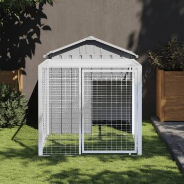 Light Grey Chicken Cage with Run - Galvanised Steel 117x201 cm