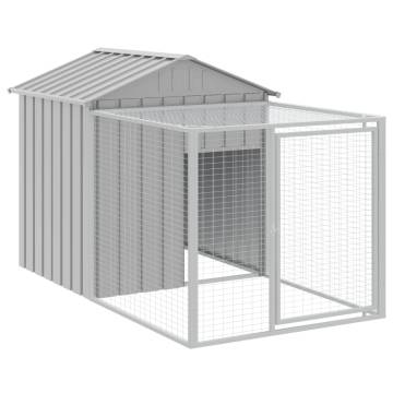 Light Grey Chicken Cage with Run - Galvanised Steel 117x201 cm