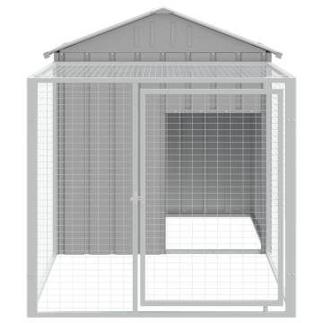 Light Grey Chicken Cage with Run - Galvanised Steel 117x201 cm