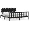 Black Super King Size Wooden Bed Frame with Headboard