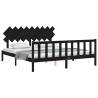 Black Super King Size Wooden Bed Frame with Headboard