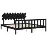 Black Super King Size Wooden Bed Frame with Headboard