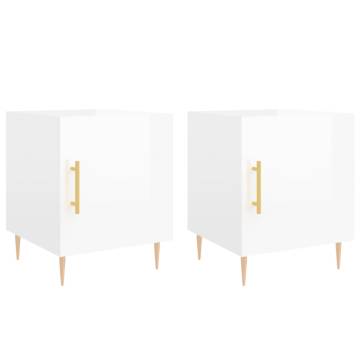 Stylish Bedside Cabinets - High Gloss White - 2 pcs - 40x40x50 cm