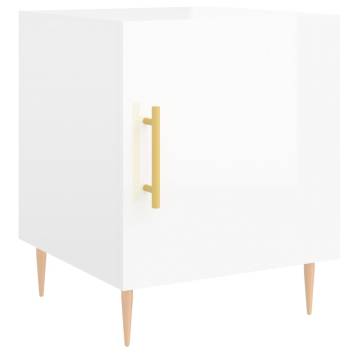 Stylish Bedside Cabinets - High Gloss White - 2 pcs - 40x40x50 cm