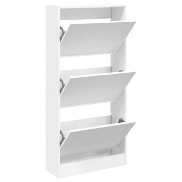 Shoe Cabinet White 60x21x125.5 cm - Engineered Wood Storage