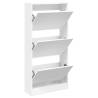 Shoe Cabinet White 60x21x125.5 cm - Engineered Wood Storage