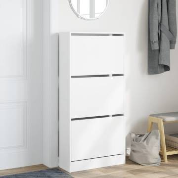 Shoe Cabinet White 60x21x125.5 cm - Engineered Wood Storage