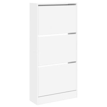 Shoe Cabinet White 60x21x125.5 cm - Engineered Wood Storage