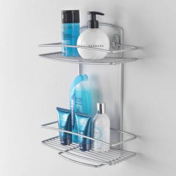 Metaltex 2-Tier Douche Rack Onda Silver - Organise Your Toiletries