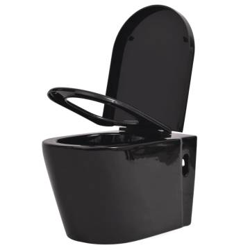 Stylish Black Wall Hung Toilet - Ceramic Design - Hipomarket