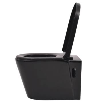 Stylish Black Wall Hung Toilet - Ceramic Design - Hipomarket