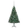 Artificial Pre-lit Christmas Tree with Ball Set Green 180 cm PVC Colour green and rose Size 180 x 95 cm Quantity in Package 1 Number of Branch Tips 