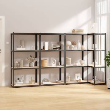 4-Layer Shelves Set - Anthracite Steel & Engineered Wood