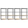 4-Layer Shelves Set - Anthracite Steel & Engineered Wood