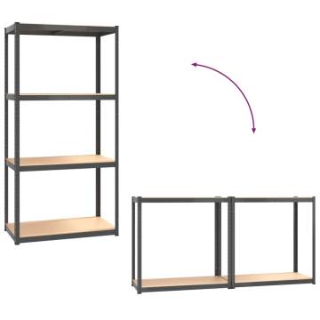 4-Layer Shelves Set - Anthracite Steel & Engineered Wood