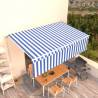 Manual Retractable Awning with Blind 5x3m Blue&White Colour blue and white Size 5 x 3 m Quantity in Package 1 