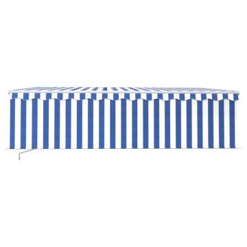 Manual Retractable Awning 5x3m Blue & White - HipoMarket