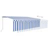 Manual Retractable Awning 5x3m Blue & White - HipoMarket