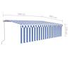 Manual Retractable Awning 5x3m Blue & White - HipoMarket