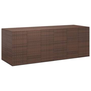 Garden Cushion Box PE Rattan 291x100.5 cm - Brown Storage Solution